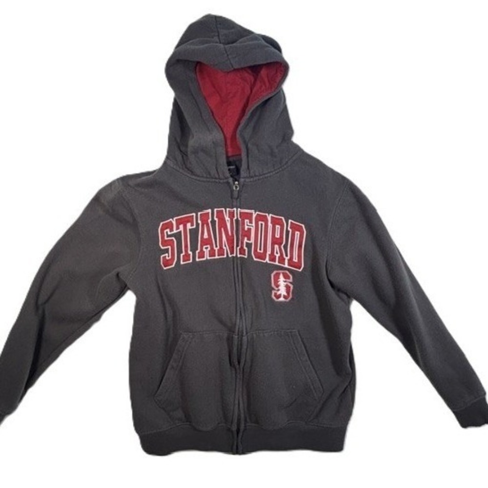 Stanford University Hoodie Gray Full Zip Graphic Boys Medium 12-14 Excellent